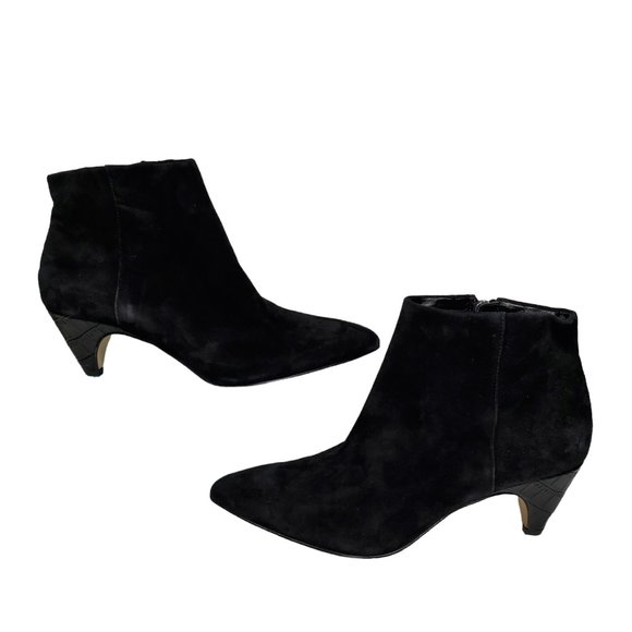 Sam Edelman Lucy Booties Suede Leather Moc-Croc Cone Heel Point-Toe - Picture 2 of 9